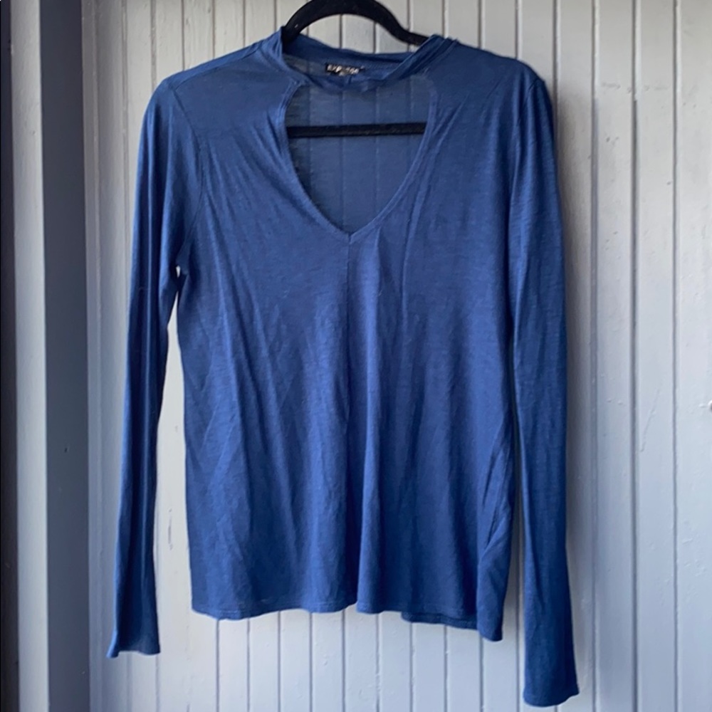long sleeve, collared Express top